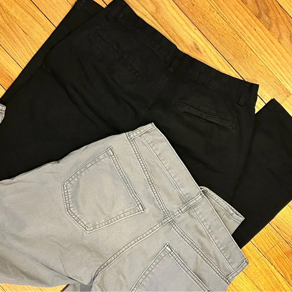 Lot of‎ 2 Boys Old Navy 30x32 Black & Gray Straight Pants 100% Cotton